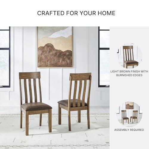 Image of Signature Design by Ashley Vallister Classic Faux Leather Upholstered Dining Chair, Set of 2, Dark Brown