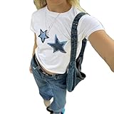 Y2k Cute Star Bow Graphic Print Baby Tees Shirt Women Short Sleeve Fruit Cherry Aesthetic Teens Girl Crop Tops Clothes