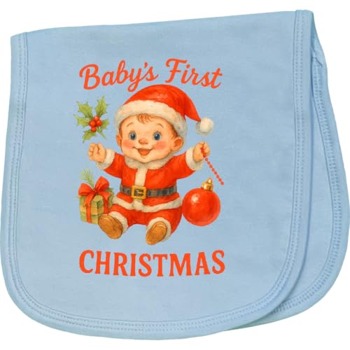 inktastic Baby's First Christmas Cute Santa Baby Burp Cloth Light Blue 46d29