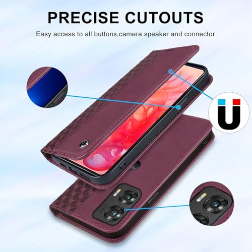 Image of Wallet Case for Motorola Moto G Stylus 5G 2024 6.7 inch - PU Leather Flip Cover with Card Holder Slots, Strong Magnetic Folio Phone Case, Wine red