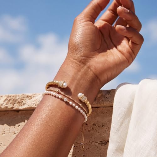 Image of Fettero Gold Cuff Bangle Bracelets for Women - 14K Plated Adjustable Open Cuff Gold Bangles Charm Elegant Twisted Cable Bangle Friendship Bracelets Lightweight Bracelet for Dainty Jewelry