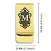Comfort Zone Studios Stainless Steel Royal Crest Letter M Initial Classic Slim Money Clip Credit Card Holder, Gold