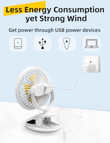 Image of UN1QUE Portable Fan,1800mAh Rechargeable Mini Table Fan,Small Desk Fan 3 Speed,Brushless Motor 3000RPM High Speed Usb Fan,Quiet Clip Fan for Office Kitchen Stroller Camping