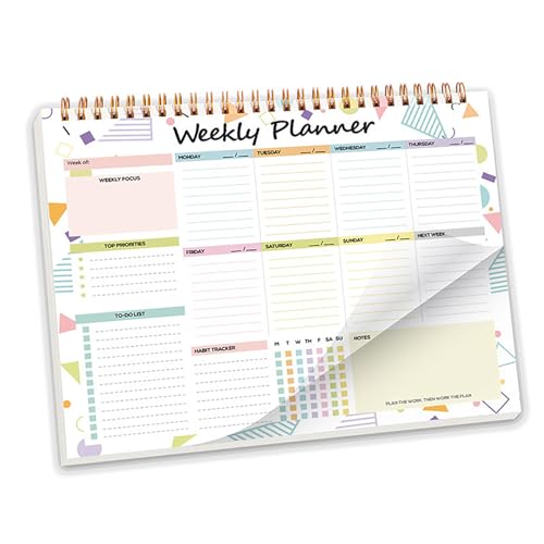 OSYLICT Weekly Planner Pad,Undated Daily Weekly to View Planner To Do List Notepad Productivity Organizer, Desk Planner for Meal, Appointments, Schedule, with Habit Tracker,50 Tear-Off Sheets,B5