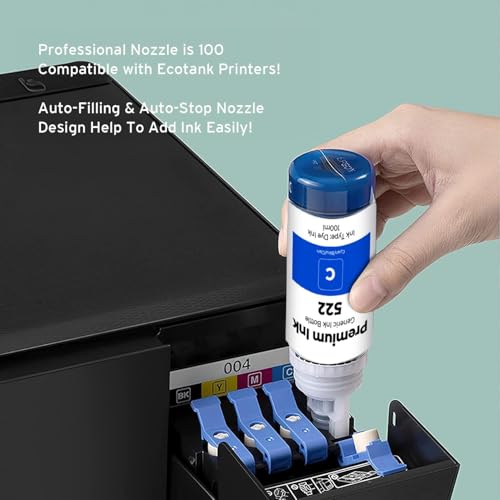 Printers Jack 522 Ink Refill Ink Bottle Kit Compatiable with Epson T522 and Supertank ET-2800 ET-4700 ET-4800 ET-2710 ET-2720, ET-2803 Printer, (2BK C M Y) - Thumbnail 3