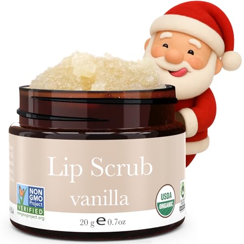 usda organic lip scrub vanilla - usa made with natural ingredients moisturizing scrub exfoliator for dry lips lip sugar scrubber exfoliator for smooth lips small beauty gifts