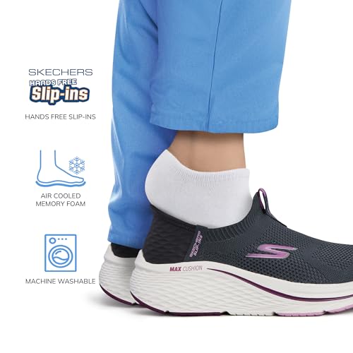 Skechers Women's Max Cushioning Elite 2.0 Eternal Hands Free Slip-ins Sneaker, Charcoal/Burgundy, 5