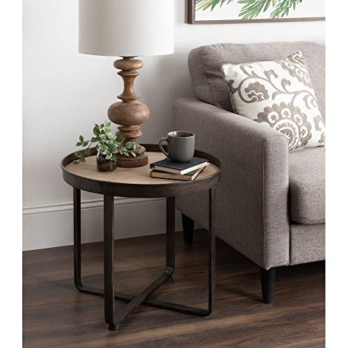 Kate And Laurel Zabel Modern Round Metal End Table With Criss Cross Base, Bronze And Black #TOP3