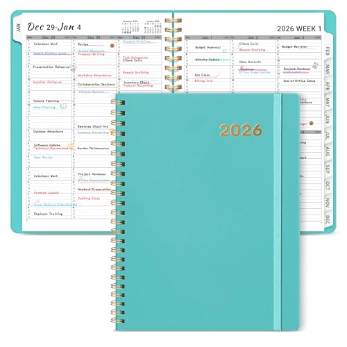 2026 Appointment Book Planner, Quarter-Hourly, Weekly & Monthly Appointment Planner (January 2026 - December 2026), 8.5'x11' Schedule Book with Flexible Cover & Tabs, Perfect for Office School Supplies - Aquamarine