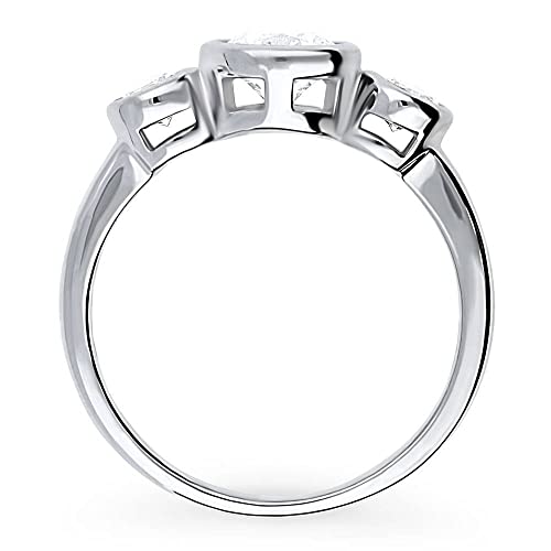 Berricle Sterling Silver 3-Stone Wedding Engagement Rings Round Cubic Zirconia Cz Anniversary Promise Ring For Women, Rhodium Plated Size 6 #TOP3