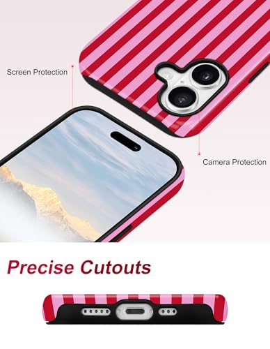 Coque iPhone 16 MagSafe à rayures esthétiques en TPU et PC rigide antichoc - 5