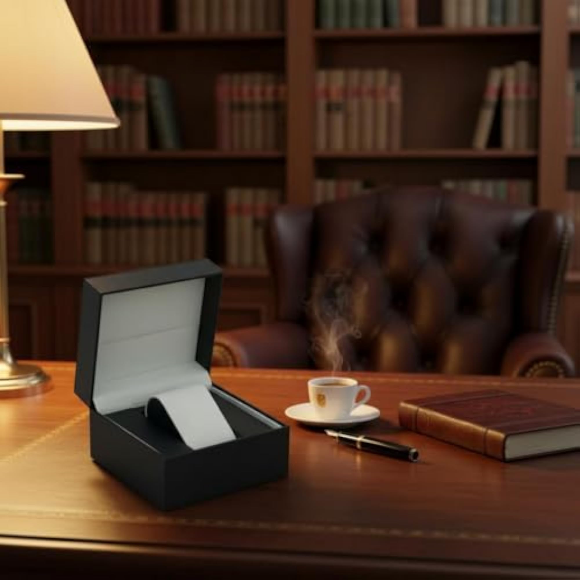 PU Leather Watch Case Lizard Grain Texture Hinged-Lid Box