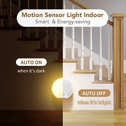Image of LED Motion Sensor Night Light Indoor - Battery Operated Wireless Lights for Toilet, Stairs, Closet - Rechargeable Stick-On Light