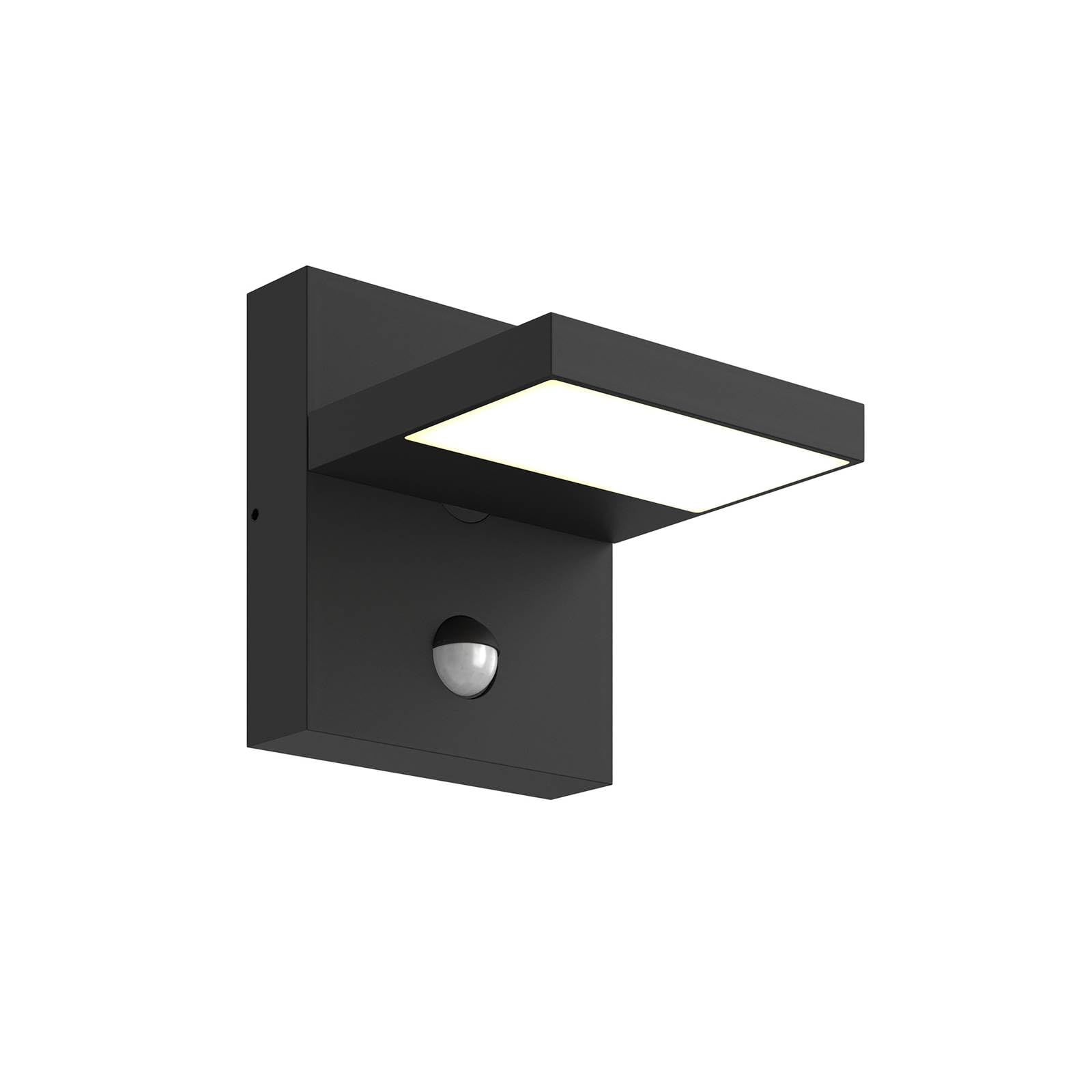 Lucande Outdoor Wall Light Silvan with Motion Detector (Modern) in Black Made of Aluminium (1 Light Source,) from wall lamp for Exterior/Interior Walls, House Terrace und Balcony