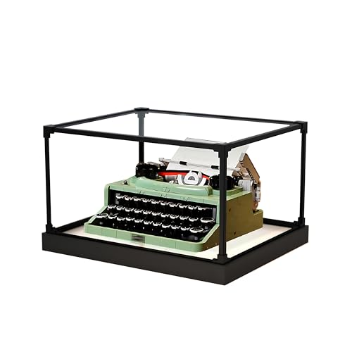 Acryl-Vitrine Box für L-e*g-o Ideas Schreibmaschine 21327 Bausteine Modell Set, Staubdicht Transparent Klar Display Box Vitrine (Kein Modellset enthalten) (A)