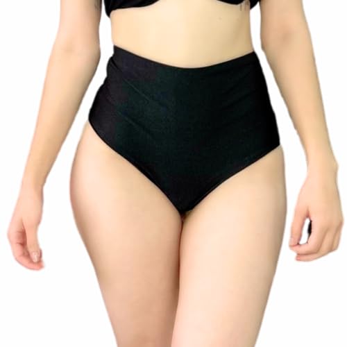 Biquini Cintura Alta Feminino Moda Praia Premium (BR, Alfa, GG, Regular, Preto)