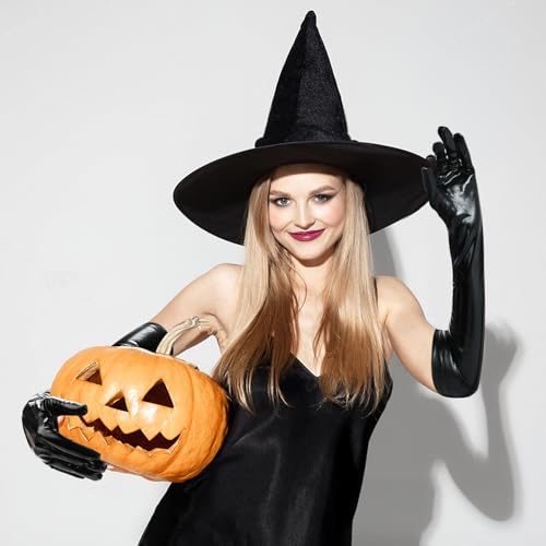 Lackleder Handschuhe Lackleder Strümpfe Elastische, Schwarz Handschuhe Glänzend Halterlose Strümpfe Leder, Lange Handschuhes Leder Overknees Strümpfes Damen für Halloween Kostüme Cosplay Party – Bild 4