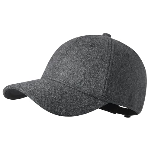 GADIEMKENSD Winter Baseball Caps Unstructured Wool Dad Hat Warm Trucker Hats Work Cap Workout Thick for Mens Womens 7-7 1/4 Dark Gray