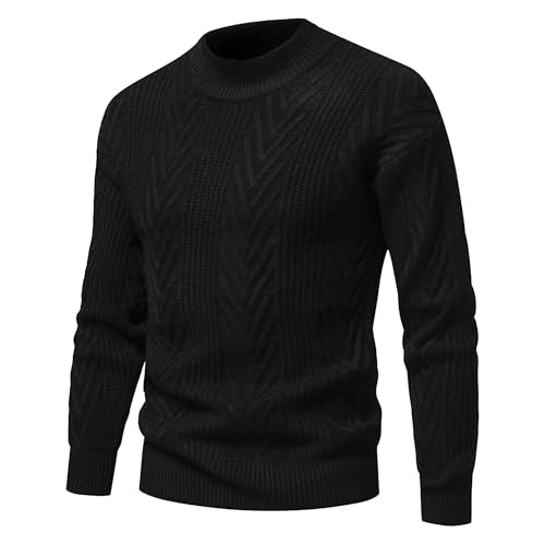 Men's Solid Knitted Pullover Sweater Crewneck Waffle Raglan Sleeve Casual Knit Soft Casual Pullovers