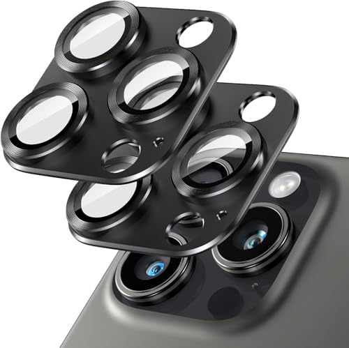Giftorld [2 Pack Kamera Objektiv Schutz für iPhone 14 Pro/14 Pro Max 9H gehärtetes Glas Luftfahrt Aluminium Plattenabdeckung Nachtkreis keine Blase HD Klarheit einfache Installation-Schwarz