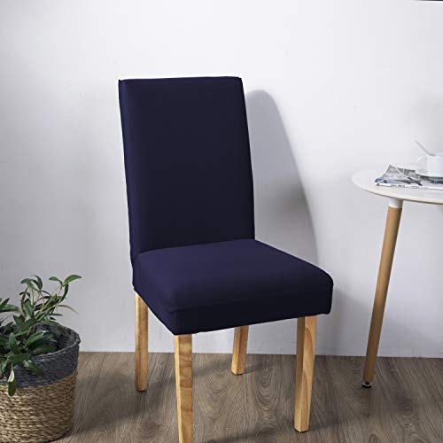 Yeession Dining Room Chair Covers, Spandex Fabric Stretch Removable Washable Short Dining Chair Protector Cover Slipcover Set Of 2 (Navy Blue) #TOP3
