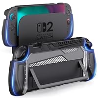 Benazcap 2025 Switch 2 Grip Case, Shockproof Protective Hard Case, Dockable TPU Ergonomic Grip Protective Case for 7.9 Inch Nintendo Switch 2025 with Thumb Grip Caps Switch 2nd Gen for Boys (Black)