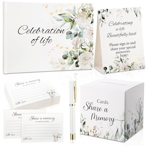 Libro de invitados para funeral Epakh con caja de tarjetas y bolígrafo 2