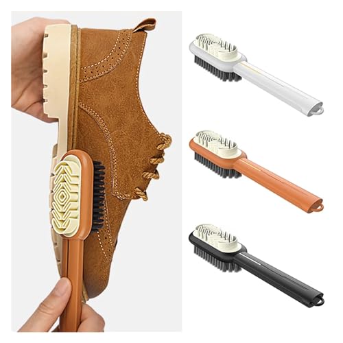 YIKRAOS Nettoyeur de Bottes Chaussures Brosse Chaussures Tache poussière Daim Caoutchouc Gomme Ensemble Daim Nettoyage Soin des Chaussures Longue poignée 2 côtés Brosse de Nettoyage(A-Orange) – vue 3