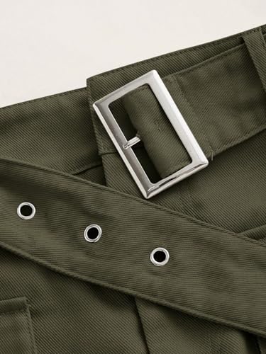 Skirts for Women Pocket Buckle Belted Cargo Mini Skirt-ArmyGreen Fashion2