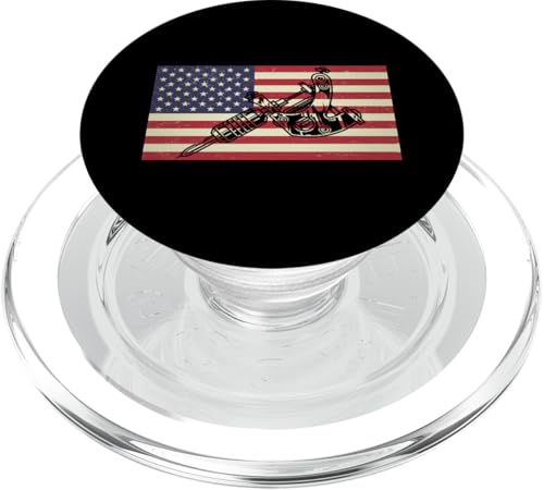 American Flag Distressed USA Patriotic Ink Tattoo Artist PopSockets PopGrip