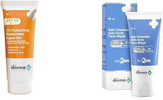 The Derma Co 1% Hyaluronic Sunscreen SPF 50 Aqua Gel, PA++++, Lightweight & The Derma Co Sali-Cinamide Anti-Acne Face Wash... Price In India