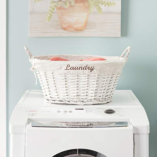 Home Basics Wicker Laundry Basket (White) #TOP5