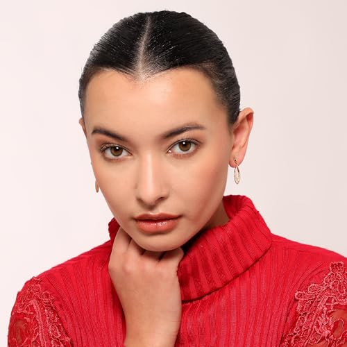 Image of Nilu's Collection Rose Gold Plated American Diamond Drop Earrings for Women And Girls | Anti-Tarnish | Anti-Allergy | Office Wear | Gift For Her