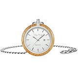 Spezielles Design - Kombinationsserie aus Edelstahl und Sandelholz.Klassische Silberkette, römisches Zifferblatt, handgefertigtes Holzgehäuse, Taschenuhr aus Edelstahl und Holzgehäuse können ebenfalls getrennt werden.