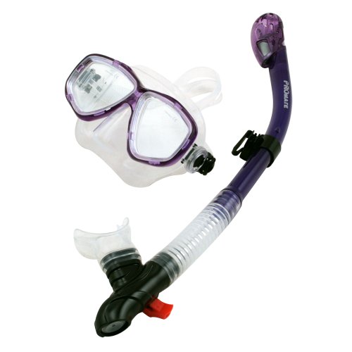 Promate Set de Equipo de Máscara de Snorkel Seco para Buceo Submarino, T.Purple, 7590