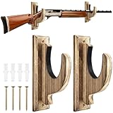2 Pack Gun Rack für Wand Gewehr Schrotflinte Bogen Holz Gewehr Stand Rustic Indoor Gun Hooks Horizontal Rifle Holder Massivholz Gewehr Wandhalterung Display Rifle Wandaufhänger für Haus Schlafzimmer B