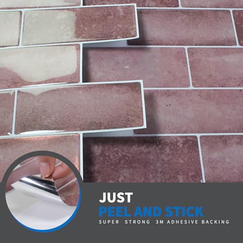 Carreaux de métro rose 3D autocollants pour une crédence de cuisine tendance