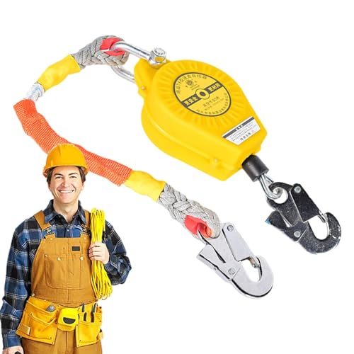 Ligne de sécurité rétractable anti-chute, 150 kg, système anti-chute rétractable et bloc de sécurité robuste pour équipement d'escalade de corde