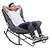 COMHOMA Schaukelstuhl, Schaukelsessel, Relaxsessel, Stahlgestell, ausziehbare Fußstütze, abnehmbares Kissen, bis 136 kg belastbar, Schlaf-, Wohnzimmer, Terrasse, Garten, Grau