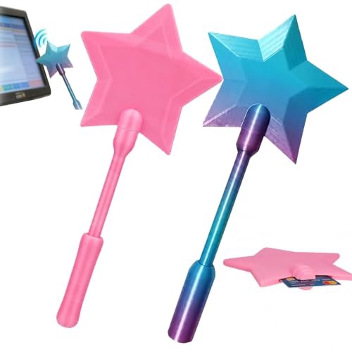 2 PCS Star Magic Wand Contactless Payment Holder - 3D Printed Credit Card Slot Design Tap to Pay Accessory for Cosplay Fans Performers Shopping Travel Daily Carry Parties Events Weekends (Star Duo)