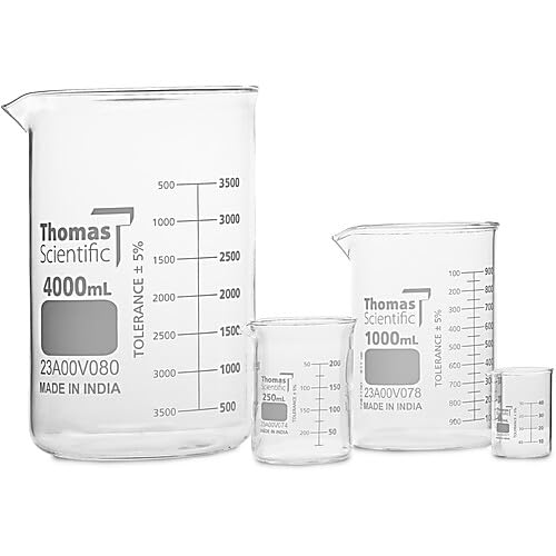 Thomas Borosilicate Low Form Beakers | Designed for Easy Pouring | Borosilicate Glass Beaker 10000Ml (1 Each)
