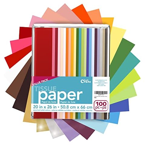 Craft Craze 100 Sheets (20" x 26") 25 Assorted Colors Premium Quality Tissue Paper for Gift Wrapping, Arts & Crafts, Packing and Decorations (1-Pack) Cover