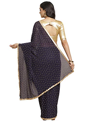 Image of AKHILAM Women's Pure Chiffon Saree with Blouse Piece
