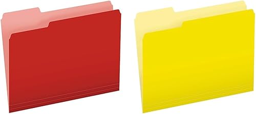 Pendaflex Carpetas de archivos de color de dos tonos, tamaño carta, rojo y amarillo, 100 por caja (152 1/3)