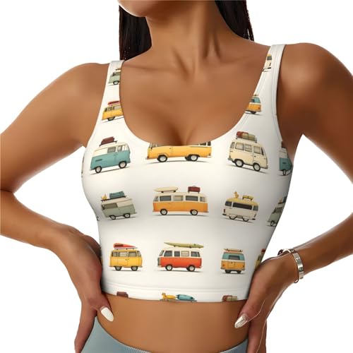 VOSERY Sujetadores deportivos para mujer de alto soporte, con estampado de caricaturas, para viajes, coche, atletismo, correr, entrenamiento, camiseta sin mangas, Negro, XL