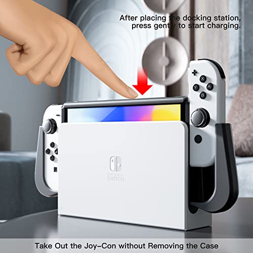 Pzoz Dockable Case For Nintendo Switch Oled 2021, Ergonomic Tpu Grip And Pc Protective Cover Ultra-Thin Carrying Case Compatible With Nintendo Switch Oled 7 Inch Console And Joy-Con Controller #TOP6