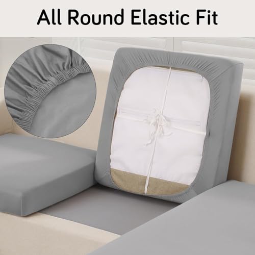 Image of HOKIPO 100% Waterproof Elastic 140gsm Chaise Cover Sectional Couch Covers for L Shaped Sofa, 1 Piece Chaise Cover, Light Grey (NEW-AR-5355-LGRY)