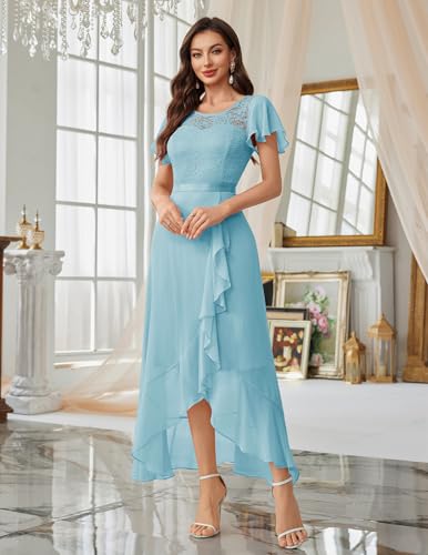 Image of BeryLove Formal Dresses for Women 2026 Wedding Guest with Slit Cocktail Elegant Lace Long Prom Dress