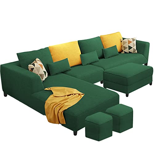 Image of Galib LHS 8 Seater L Shape Sofa Set for Living Room (Green Fabric)