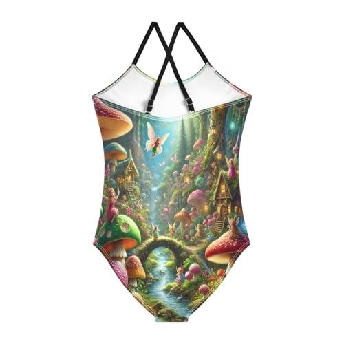Fairy Mushroom Fantasy Bathing Suits for Girls Swimsuit One Piece Swimsuits Summer Beach Swimwear2